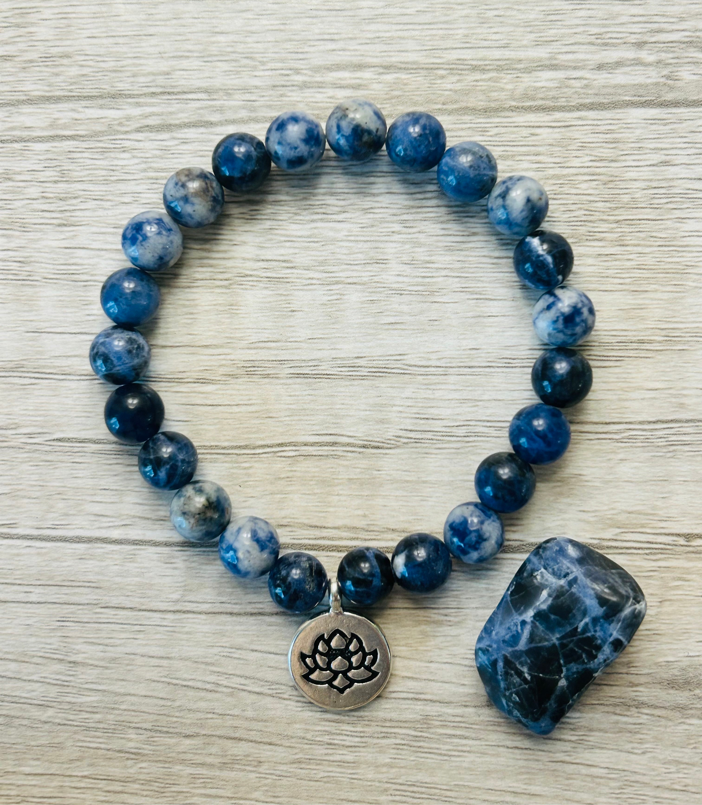 Lotus Flower Sodalite Crystal Healing Bracelet