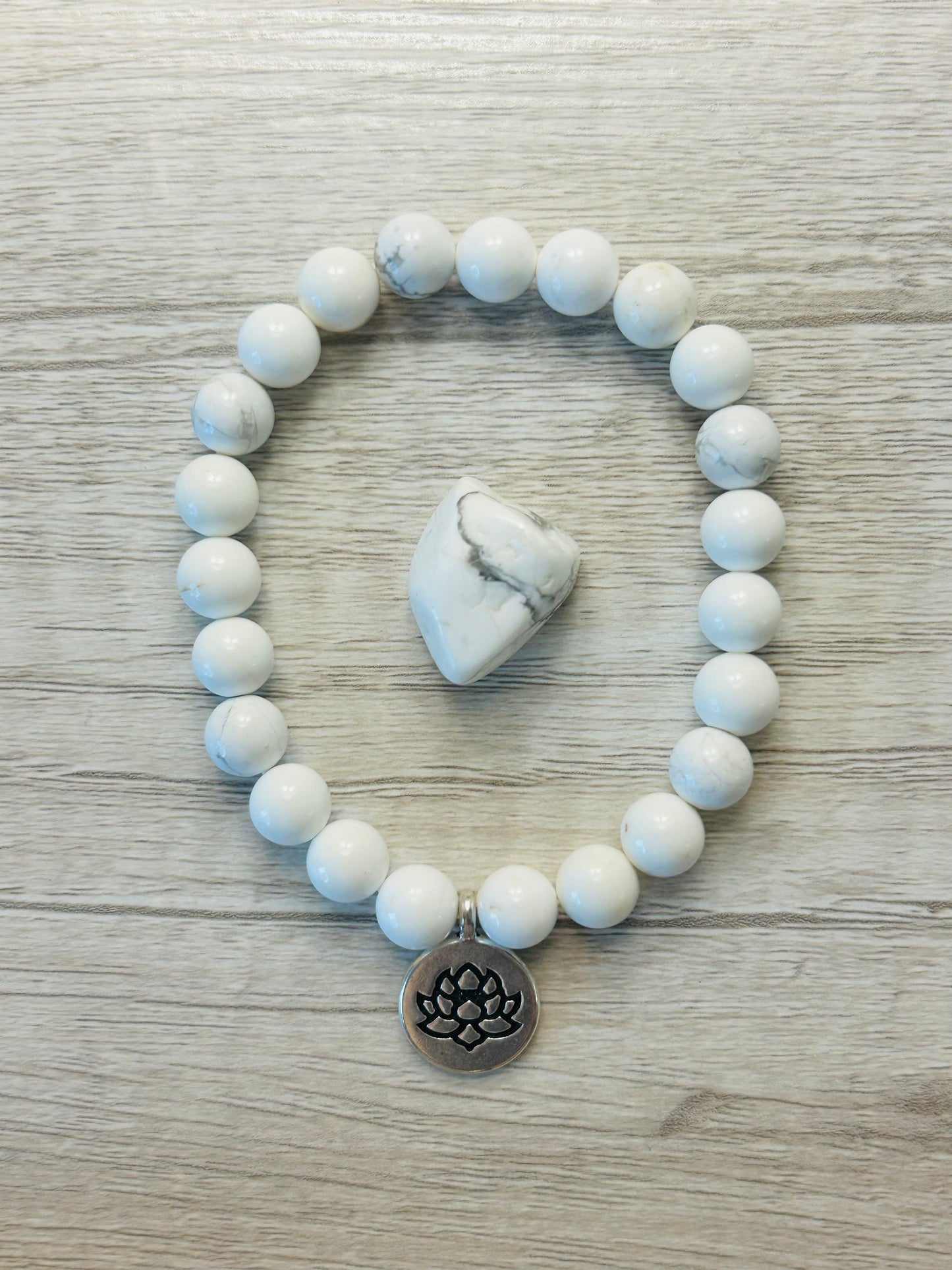 Lotus Flower Howlite Crystal Bracelet